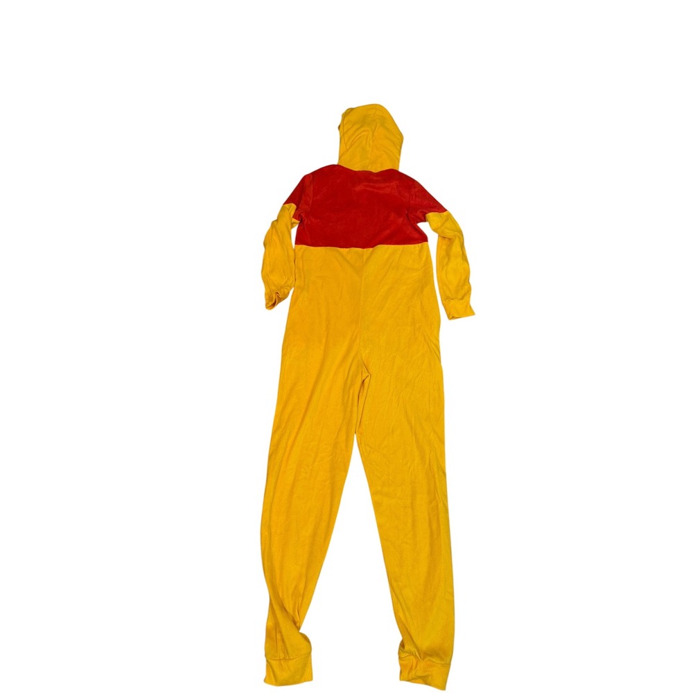 Disney Winnie the Pooh Hooded Union Suit One Piece Pajamas Yellow Red Small 4/6 - Picture 3 of 8